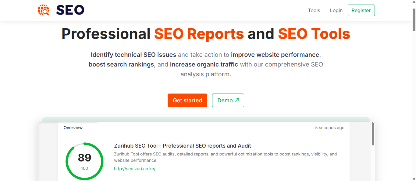 SEO Analysis Platform dashboard
